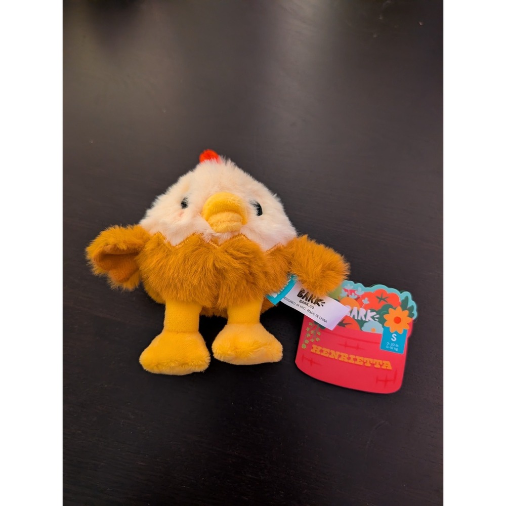 Bark Box Henrietta Plush Dog Toy Crinkle Squeaker Whip-N-Flip Chicken Small New